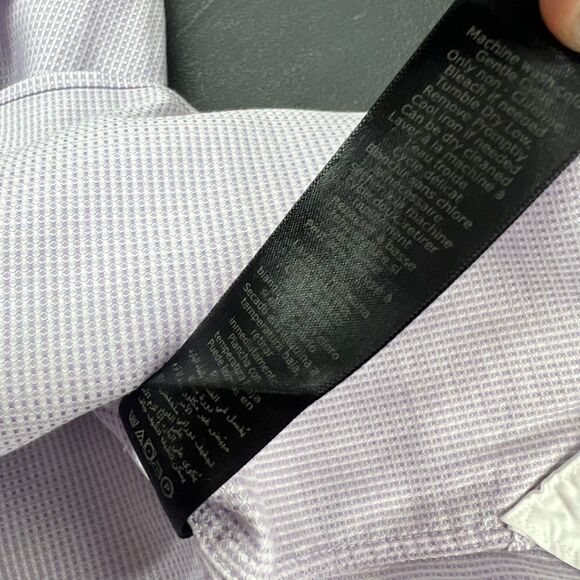 John Varvatos Slim Fit Button Front Lavender Classic Dress Shirt Mens Size 34/35 - Picture 10 of 11